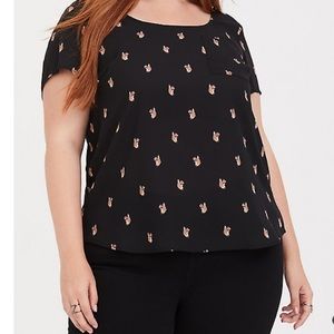TORRID Squirrel Print Georgette Top 🖤 EUC